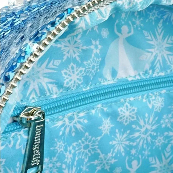 Loungefly x Disney Frozen Elsa Reversible Sequin Mini Backpack and Wallet - Picture 5 of 5